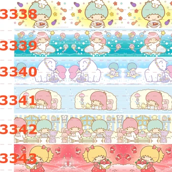 

ribbons 50 yards cute LITTLE TWIN STARS /little girl printed grosgrain/satin ribbons