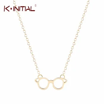 1Pcs Gold Silver Plated Glasses Necklace Diving Glasses Pendants Necklaces Women Girls Sweater Chain Statement Gift For Kids