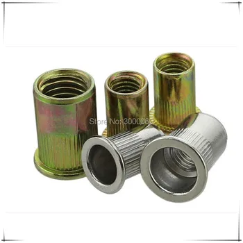 

Metric Size Color Zinc Plated Steel Knurled Body Flat Head Rivet Nut 100pcs/lot