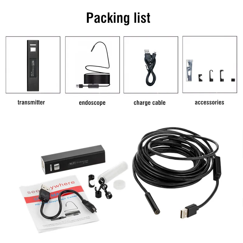 1200P HD WIFI Endoscope Camera 1M 2M 3.5M 5M 7M 10M 8mm Mini Waterproof Borescope Inspection Camera For Android PC IOS Endoscope_8