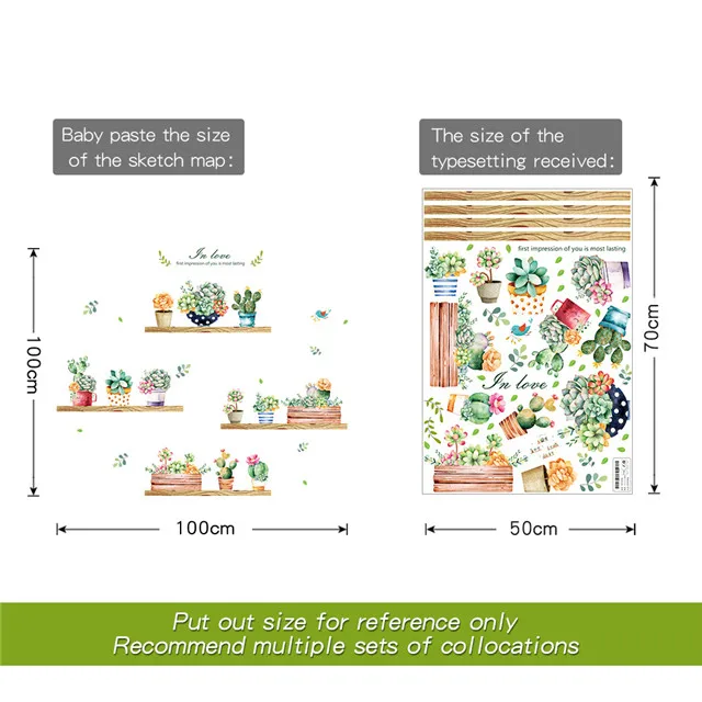 Садовые растения, бонсай для домашнего декора, наклейки на стену для гостиной, наклейки на стену, цветок, кухня, ПВХ, Наклейки на стены, сделай сам, украшение - Цвет: A
