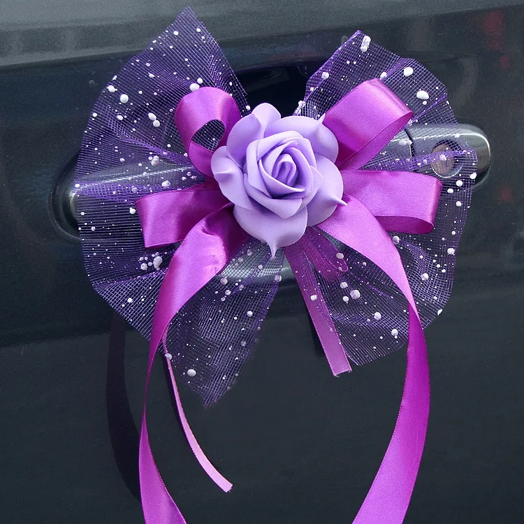6pcs Wedding Car Decoration Wedding Flower 3 Colors Car Door Handles