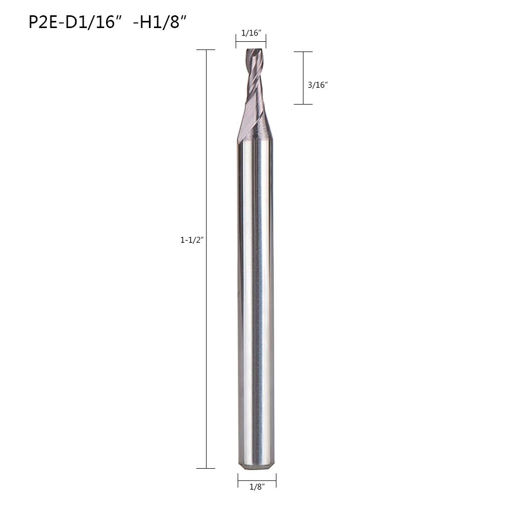 1 шт. дюймов Размер карбида вольфрама Концевая фреза 2 флейты ЧПУ концевые фрезы инструменты для обработки лица и слот hrc50 покрытием концевые фрезы - Длина режущей кромки: P2E-D(1-16)-H(1-8)