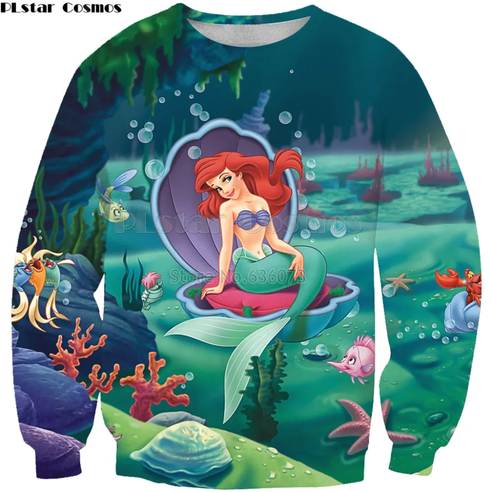 

PLstar Cosmos 2019 New Fashion Men / Women 3d Sweatshirt Cartoon Mermaid Princess Print Unisex Casual O-Neck sweatshirts