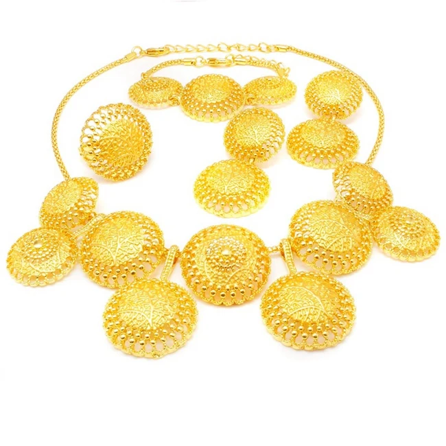 

YULAILI Free Delivery Hot Sell Factory Ethiopia Design Copper Alloy Four Pieces Ladies Big Jewelry Sets