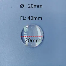 Прозрачные Акриловые плосковыпуклые линзы диаметр 20 мм фокусное расстояние 40 мм