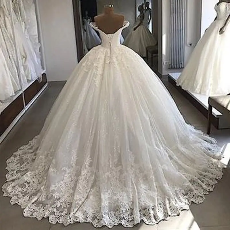 Vestidos De Novia, роскошное бальное платье принцессы, свадебные платья, Кружевная аппликация, v-образный вырез, свадебные платья, винтажное платье