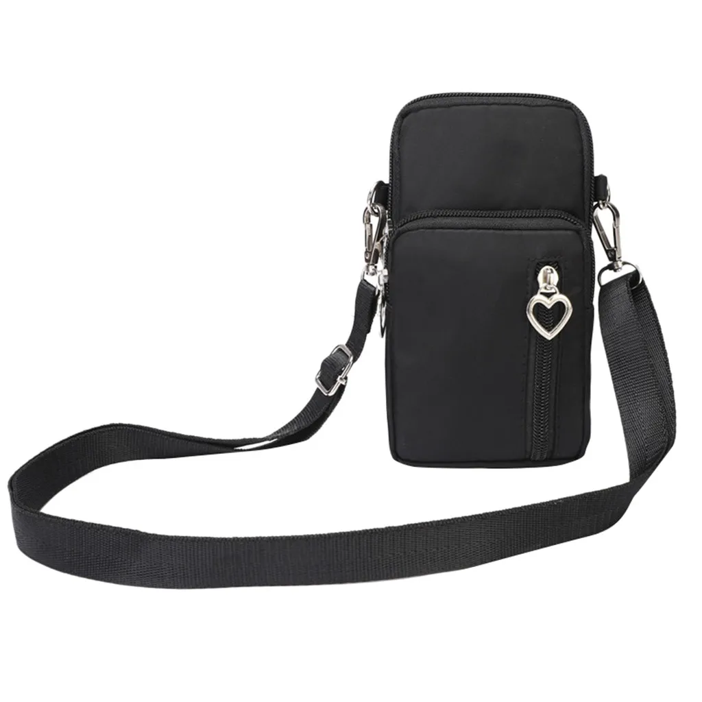 

Shoulder Bag Heart Zipper Waterproof Nylon Solid Color Vertical Shoulder Bag Diagonal Bag Handbag