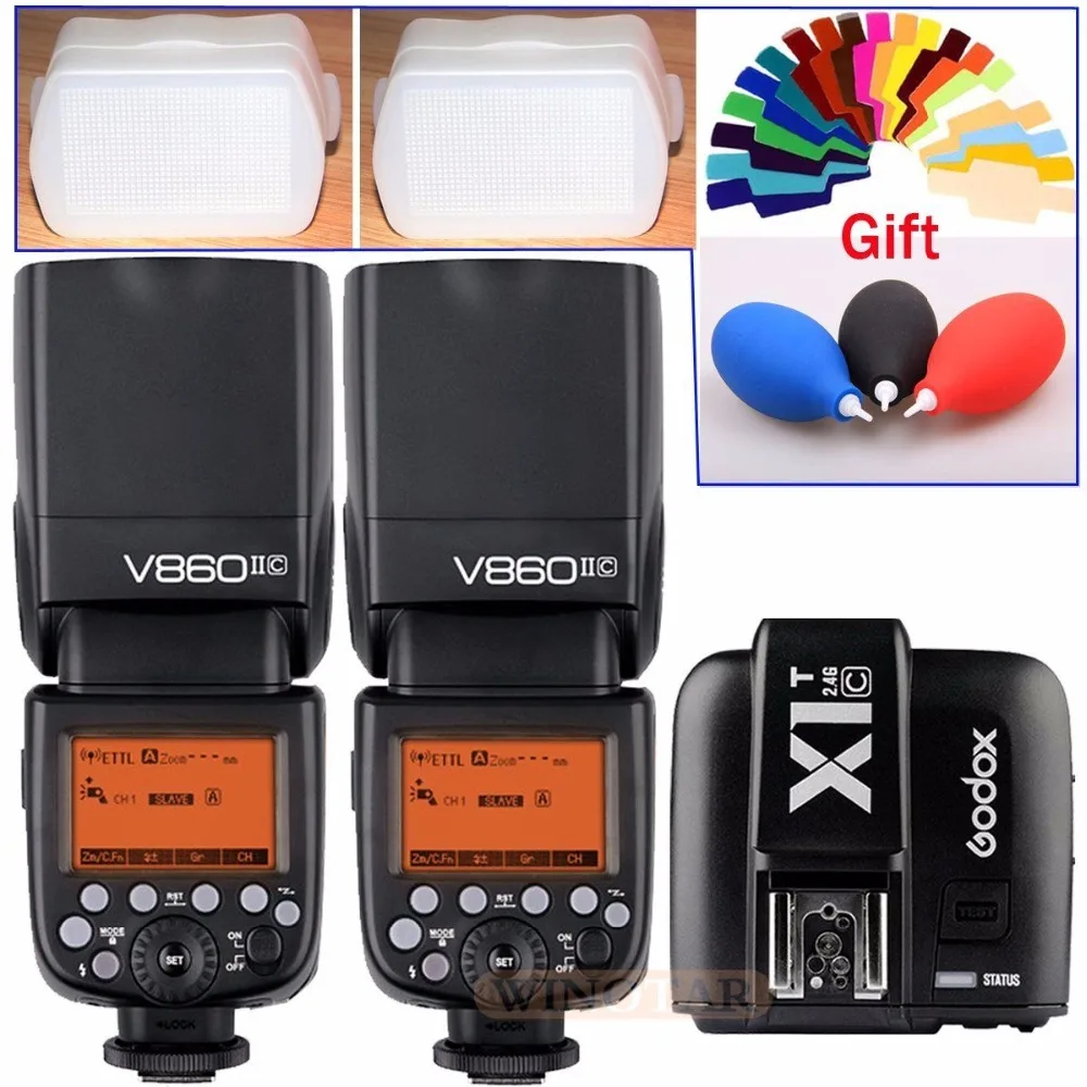 2x Godox V860II C 2.4G Wireless E TTL II Li on Camera Flash Speedlite