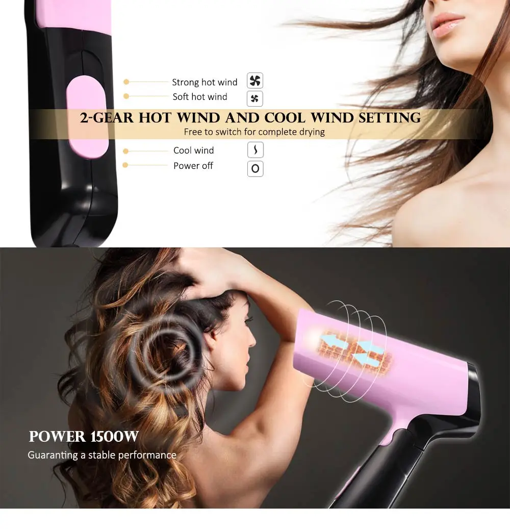 Guowei GW - 6600 Electric Mini Folding Compact Travel Hair Blow Dryer