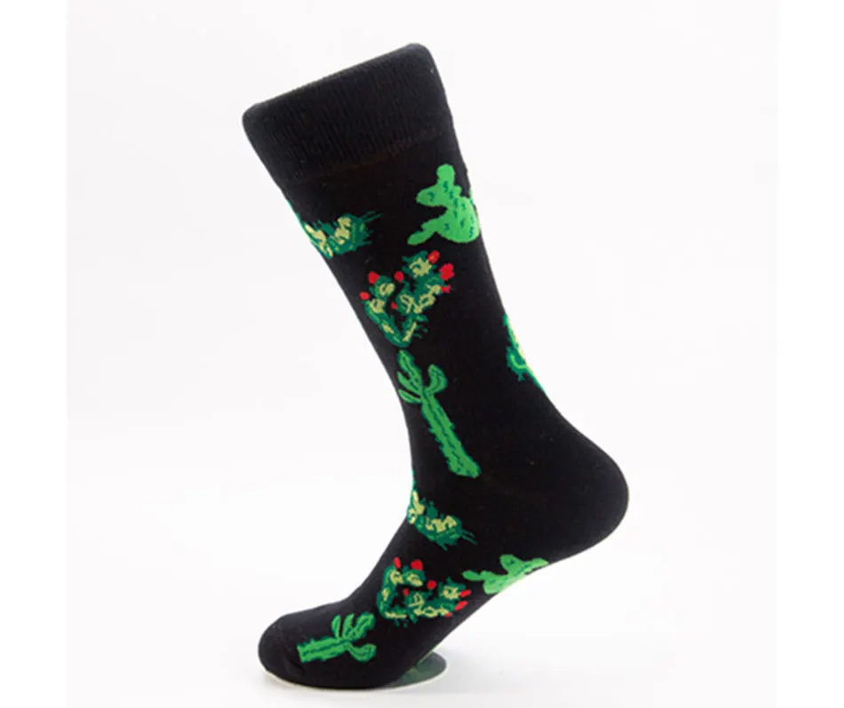 Мужские носки чесаный хлопок Смешные забавные носки животных кактус искусство мультфильм шаблон носки мужские зимние теплые высокие