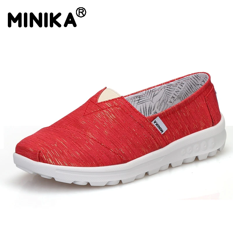 

Minika Women Casual Flats Shoes Platform Canvas Shoes Spring Breathable Slip On Laides Casual Flats Shoes Woman Sapatos Feminino
