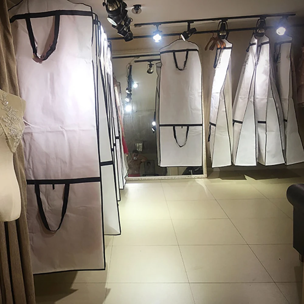 Portable Wedding Dress Dust Cover Bride Gown Storage Bag with Zipper Bride Gown Clothes Full