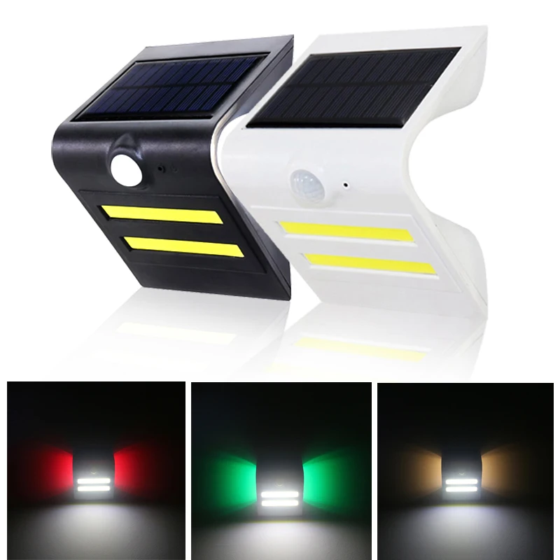 

2pcs/lot Waterproof COB LED Solar Light Outdoor Solar Powered Motion Sensor Security Wall Light Garden Three Modes Bright Lamp