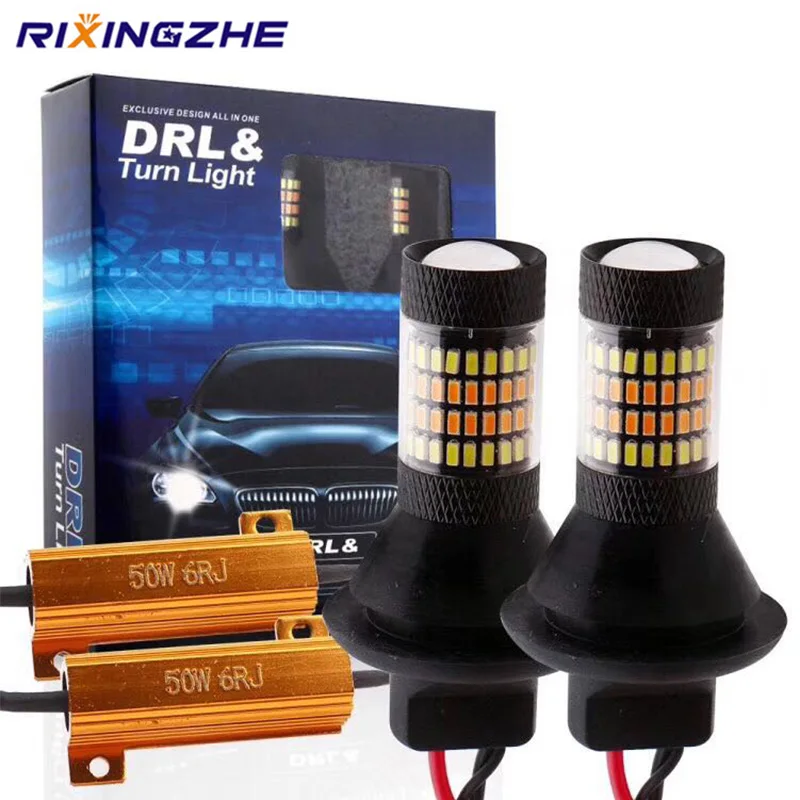 

DRL p21w py21w T20 7440 96LED Bau15s ba15s 1156 Canbus DRL Running lights&Turn Signal Light Dual Mode DRL LED External Lights