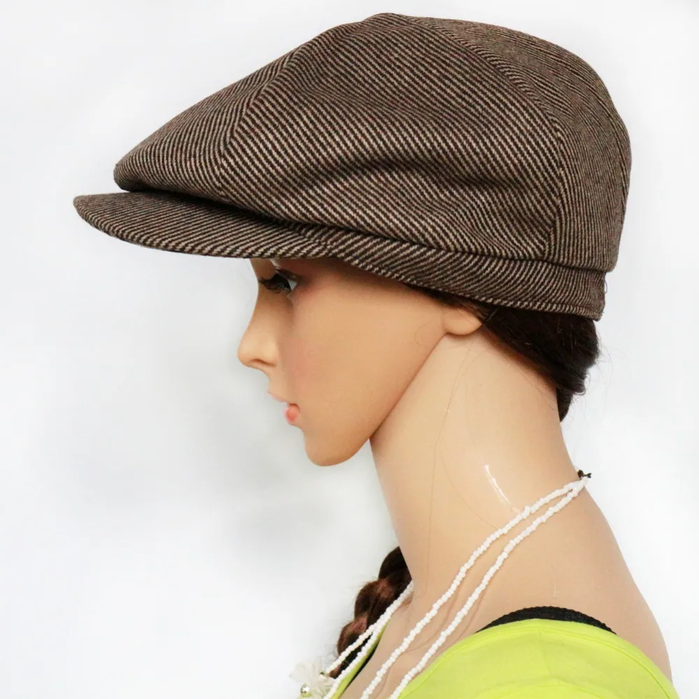 Boolawdee 56/58/60 см шестиугольник newsboy cap художник шляпу модные коричневые полоски