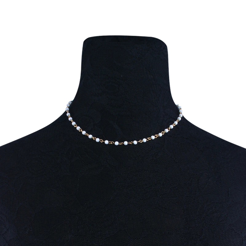 

IngeSight.Z Vintage Simulated Pearl Link Chain Choker Necklace for Women Neck Collar Fashion Statement Necklace Jewelry
