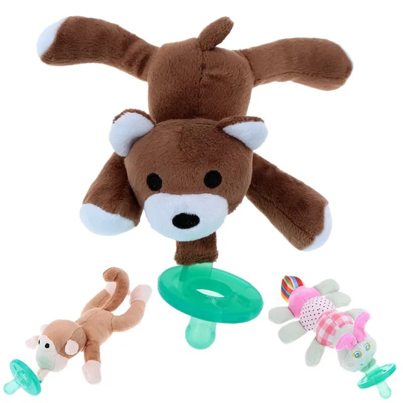 Lovely Animal Baby Silicone Pacifiers Funny Baby Pacifiers With Plush