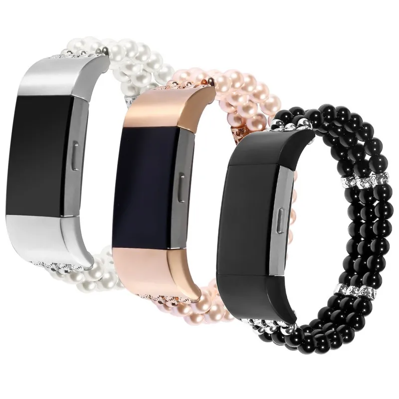 Новый Jewel Pearl стрейч часы ремешок для Fitbit заряд 2 ремень Для женщин девочек Браслет для Fitbit заряд 2 Smart наручные группа 3PZ