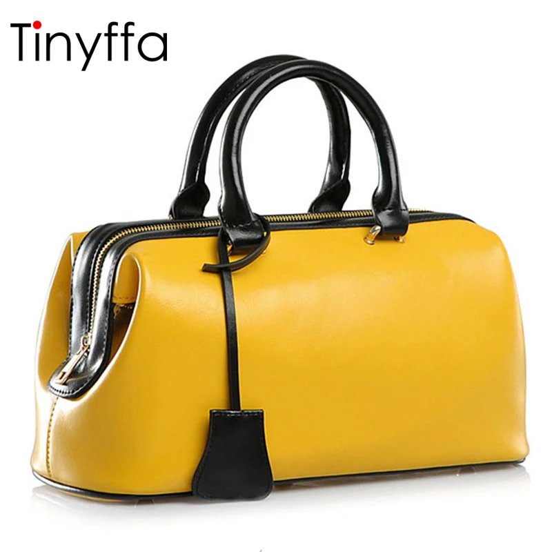 Tinyffa Summer Luxury Handbags Women Bags Designer Famous Brands Genuine Leather Bag Female Tote Doctor bag Yellow Big Hand Bag Tinyffa Summer Luxury Handbags Women Bags Designer Famous Brands Genuine Leather Bag Female Tote Doctor bag Yellow Big Hand Bag