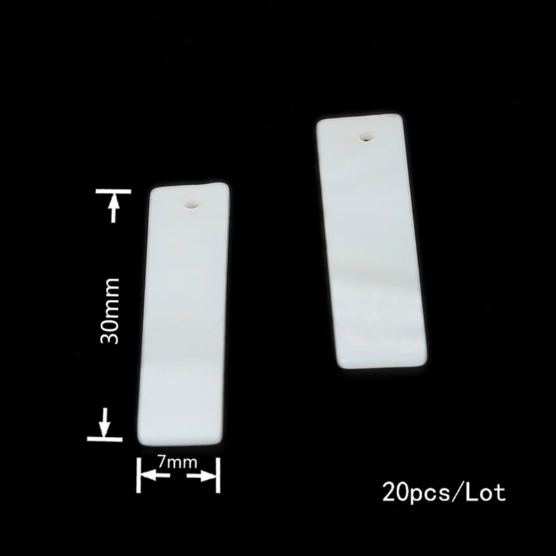 Новые 10-20 шт белые прямоугольные овальные разных цветов формы перламутр натуральный корпус ожерелье кулон для DIY серьги ювелирных изделий - Окраска металла: 7x30mm