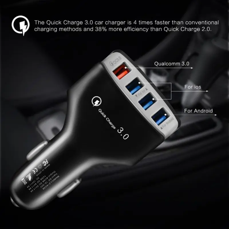 Автомобильное зарядное устройство адаптер Quick Charge 3,0 4 USB 7A QC3.0 автомобильное быстрое зарядное устройство для мобильного телефона