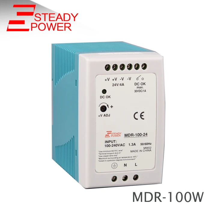 Пластиковый корпус smps psu 100 Вт 24 Вольт Светодиодный драйвер 24 В 4a ac/dc промышленный din-рейка блок питания MDR-100-24