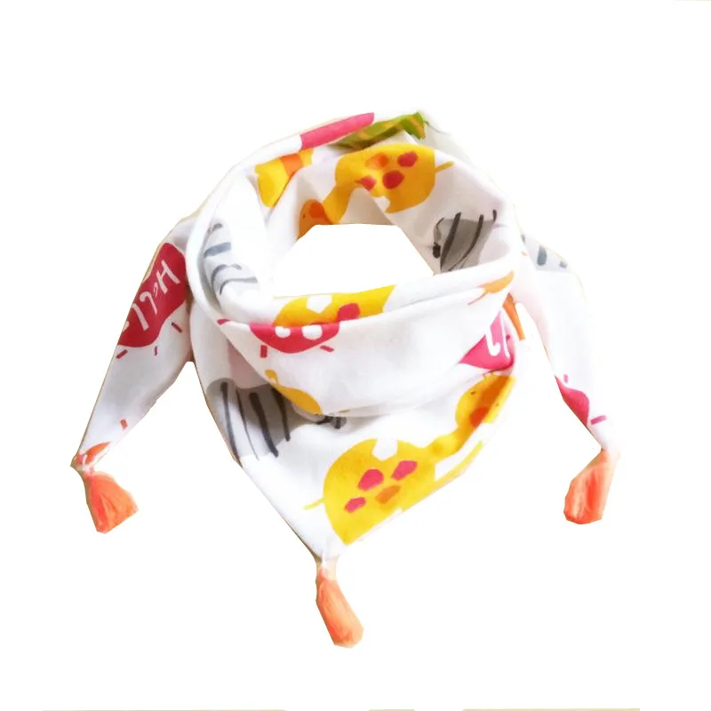 Треугольный хлопковый шарф, полотенце для малышей, осенне-зимняя шаль для девочки, детский шейный платок, детский шарф - Цвет: zoo