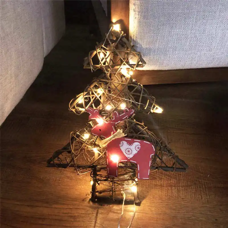 DIY Rattan Wreath String Lights Lamp Christmas Door Wall Decor With 20 LED Beads #2o24 (14)