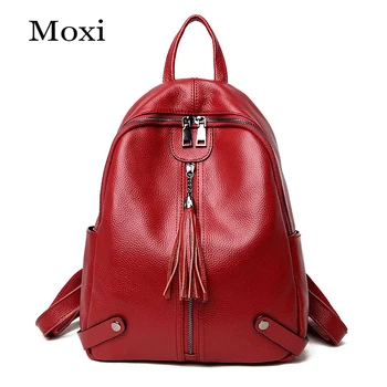 

New Leisure Genuine Leather Women Backpack Real Cowhide Shoulder Bag Teenager School Bag Candy Color Fashion Ladies Backpack