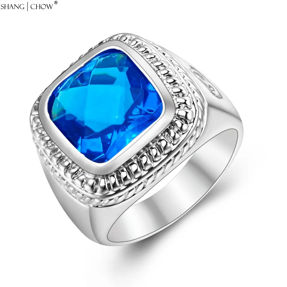 925 Sterling Silver font b Ring b font 2017 Winter Jewelry With Hugh Blue Crystal Stone