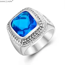 925 Sterling Silver Ring, 2017 Winter Jewelry With Hugh Blue Crystal Stone for men Wedding anniversary lover Gift R1414
