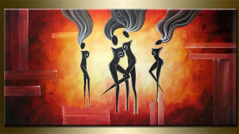 

Large Modern Home Decor Wall Art Pictures Handpainted Abstract Figure Oil Paintings on Canvas Handmade Women Dancers Painting