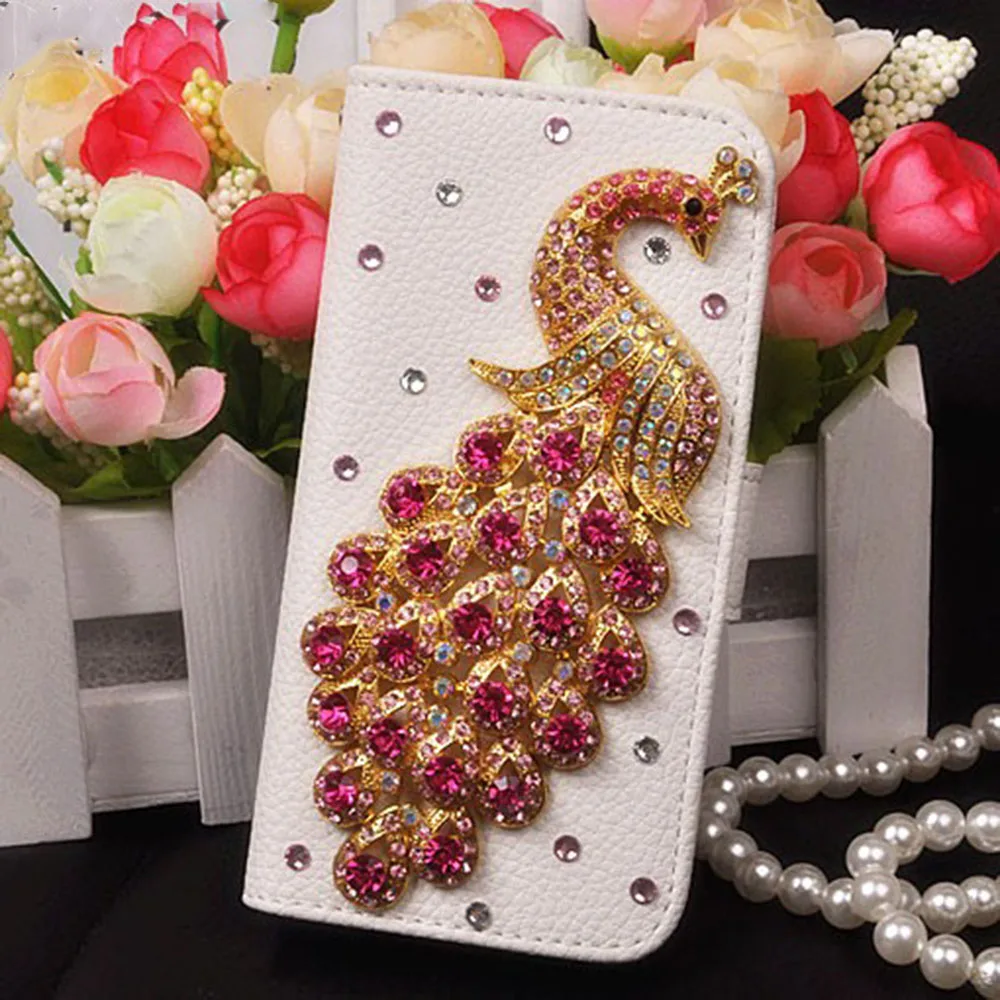 Искристый Алмазный кристалл павлин кожаный чехол для S9 Plus Флип Бумажник телефон