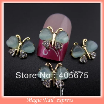 

YNB438 Flat back nail stone gems decoration 3D alloy Butterfly rhinestones DIY nail charms mobile decoration supplies 10pcs