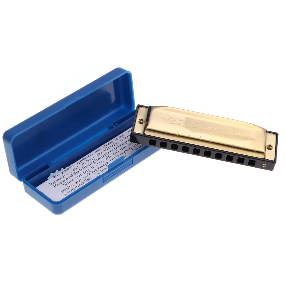 1pc Gold Swan Harmonica10 hole G tune harmonica Key ofG for gOLD Rock