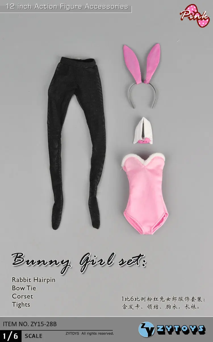 

Sexy 1/6 ZY Toys 12" Female Pink Bunny Girl Dress Set ZY15-28B for Action Figure Toys Accessories Free shipping