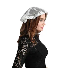 Короткая маленькая белая кружевная Фата Мантилья для церковно-католической Латинской массы головной убор кружевная кромка Voiles Dentelle Velas negra Mantilla