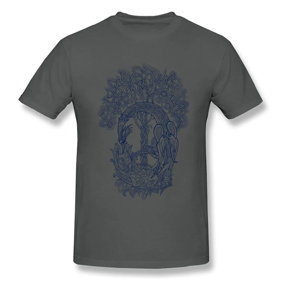 Casual Pure Cotton Classic Tees Discount Short Sleeve Youth T Shirt Custom Summer/Autumn T-Shirt Crewneck Drop Shipping The Phoenix Bird and the Tree of Life blue version carbon