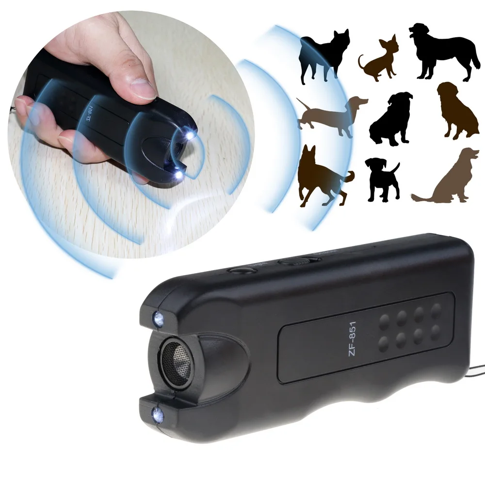

High Quality Newest Ultrasonic Dog Chaser Stop Aggressive Animal Attacks Repeller w/ Flashlight Dog Training Repellent