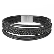 Kirykle новомодное очарование ювелирные изделия оптом панк крутые мужские браслеты из натуральной кожи из нержавеющей стали для мужчин Рождественский подарок