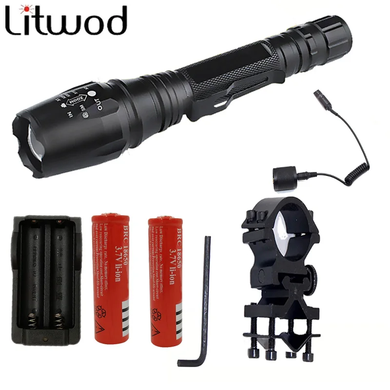 

Litwod Z30V5 LED Flashlight 8000 Lumen XM-L2/T6 Zoom Aluminum Torch Linternas Charger Remote Control Hunting Clip Batteries