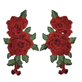 

Rose Flower Embroidery Patches sticker for Clothes Parches Para La Ropa Applique Embroidery Flower Patches