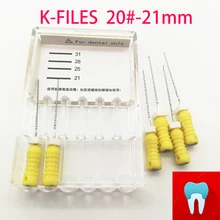 6 шт./упак.#20-21 мм стоматологические K файлы корневой канал стоматология Эндодонтические Инструменты Стоматологические Инструменты ручное использование из нержавеющей стали