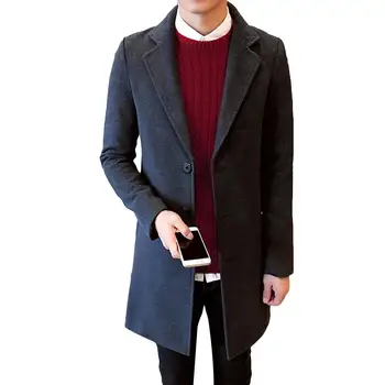 

Fashion Men Solid Color Autumn Winter Coat Trench Jacket Long Parka Overcoat new