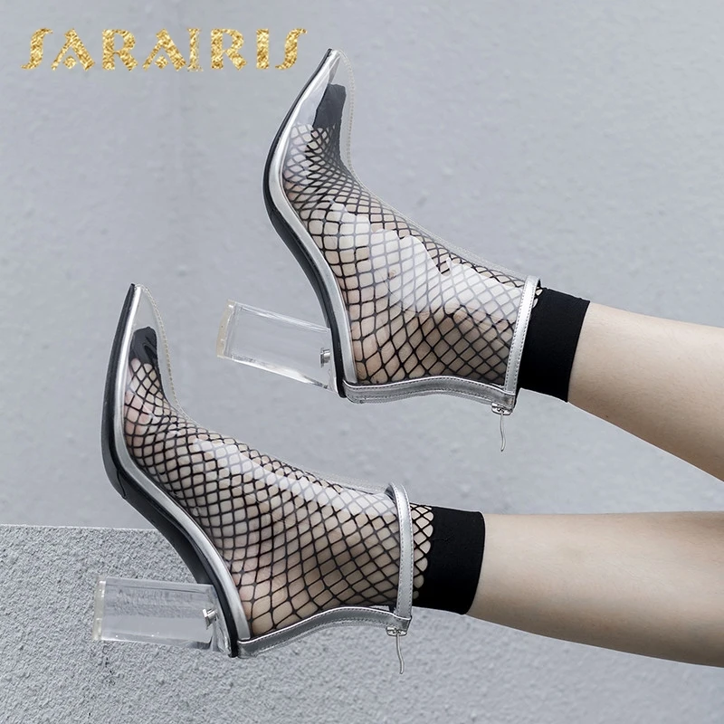 

Sarairis New Fashion Dropship 2019 Plus Size 35-45 Chunky Heels Summer Boots Woman Shoes Zip Up INS Shoes Woman Ankle Boots