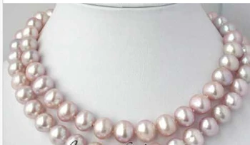 

FREE SHIPPING 10-11mm 100% natural lavender round FW pearl necklace 32inch