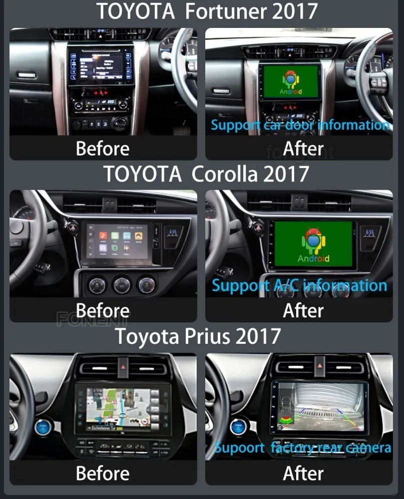 Perfect 9" Android 8.0 Car DVD Player for Toyota Corolla Auris Fortuner 2017 with Octa Core 4G+32G Auto Radio Multimedia NAVI 230*130MM 2 Perfect 9" Android 8.0 Car DVD Player for Toyota Corolla Auris Fortuner 2017 with Octa Core 4G+32G Auto Radio Multimedia NAVI 230*130MM 2