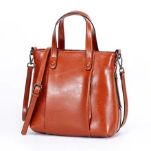 Новейшая женская сумка через плечо из воловьей кожи с масляным воском в стиле ретро, сумки известных брендов, женская сумка-тоут из воловьей кожи, женские сумки через плечо коричневого цвета