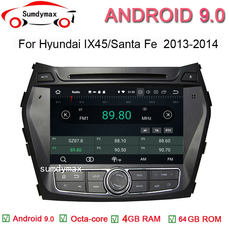 Best 4GB RAM Android 9.0 Car DVD GPS Multimedia Player Fit Hyundai IX45 Santa Fe 2012-2014 With WiFi 4G DVR Radio 0